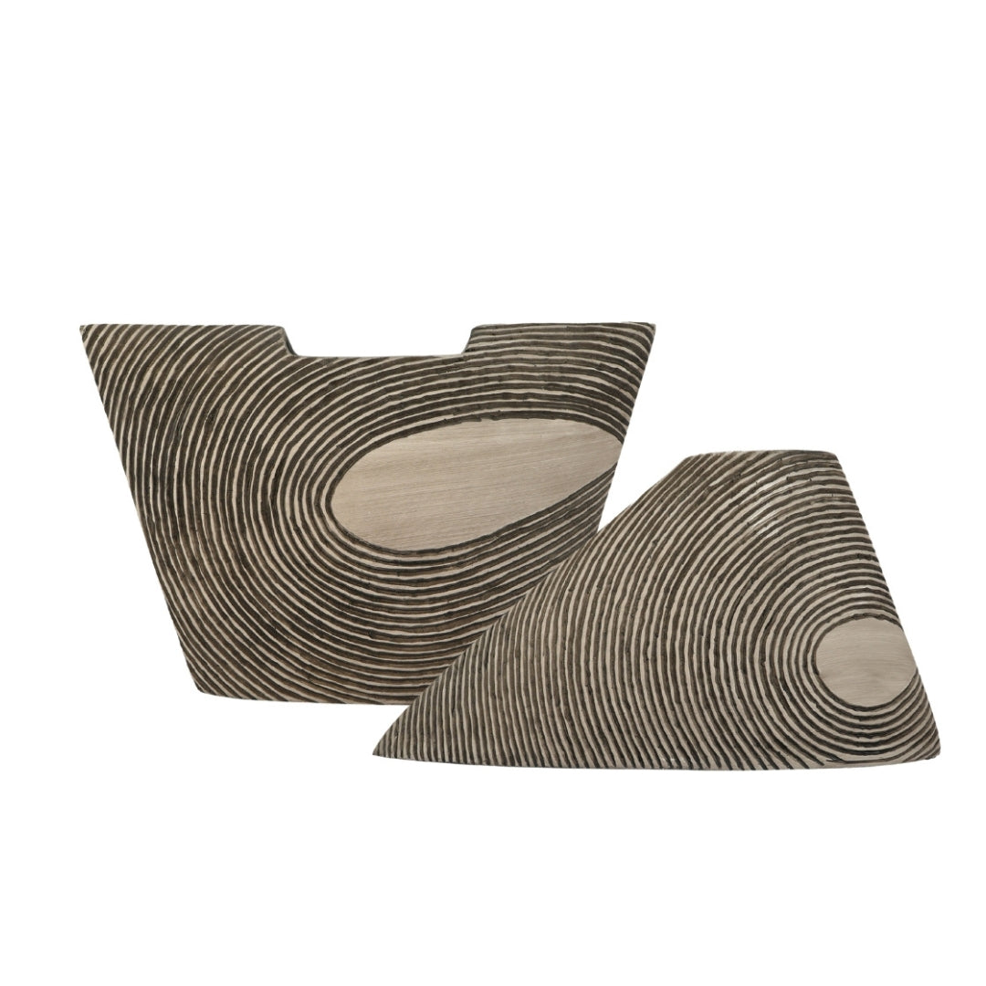 Abstract Spiral-Textured Polyresin Decorative Vase Set