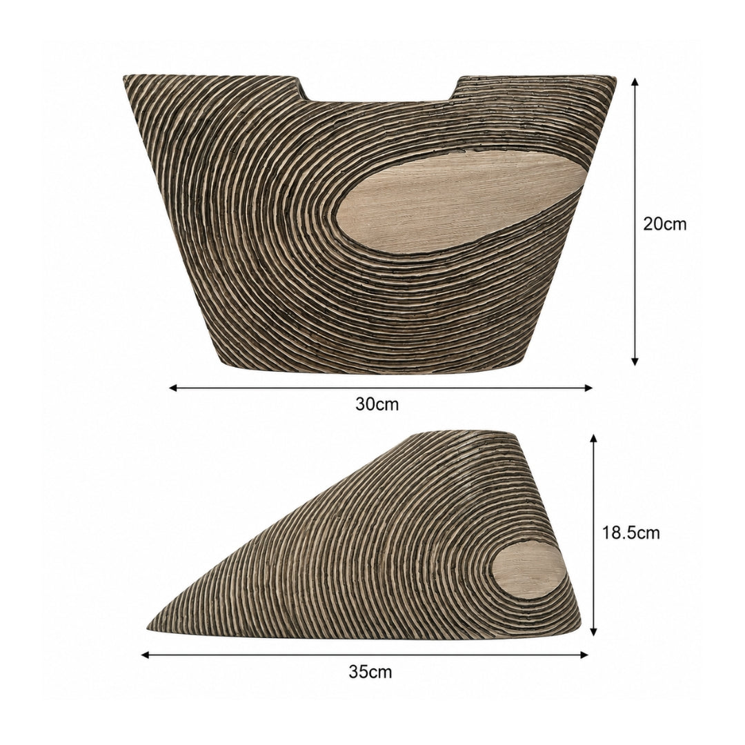 Abstract Spiral-Textured Polyresin Decorative Vase Set