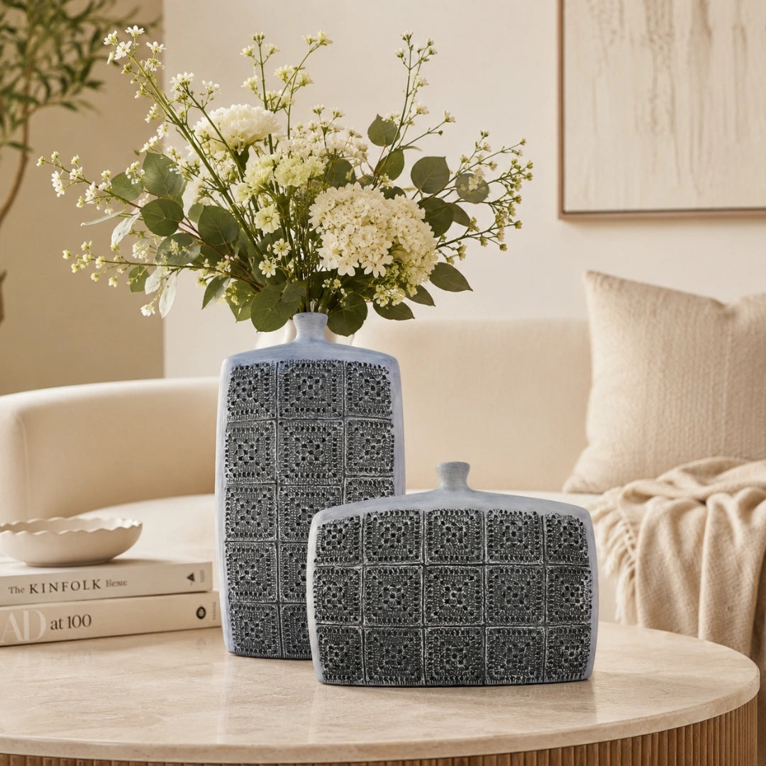 Elare Handcrafted Textured Decorative Ceramic Vase