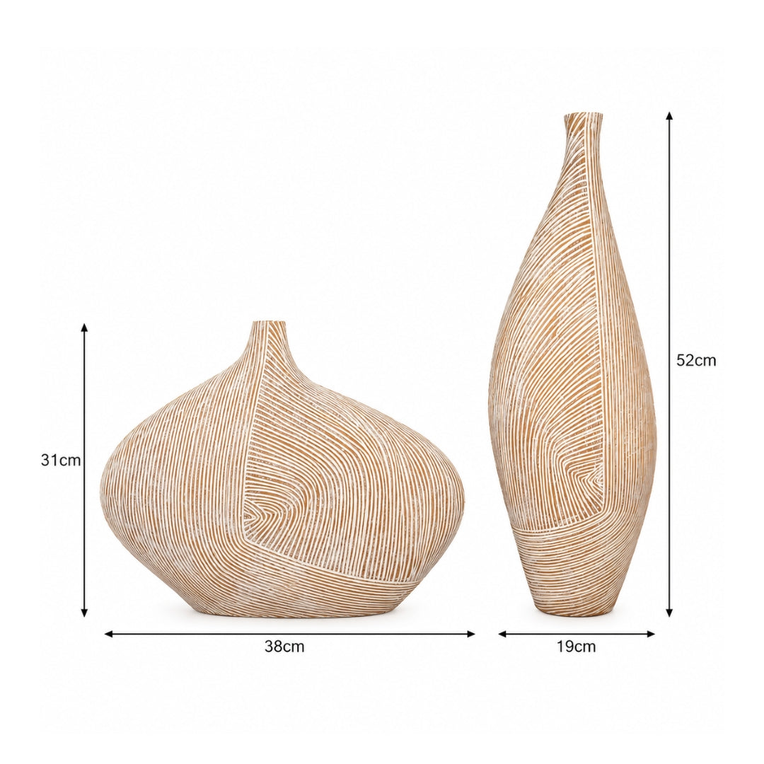 Elare Modern Textured Ceramic Vase Set of 2