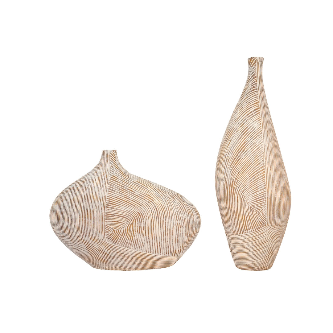Elare Modern Textured Ceramic Vase Set of 2