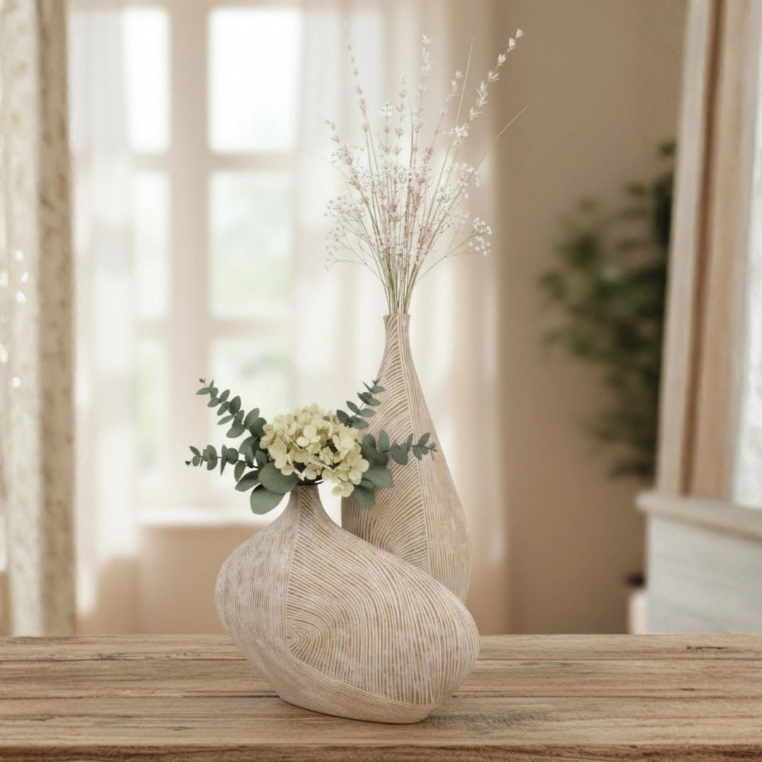 Elare Modern Textured Ceramic Vase Set of 2