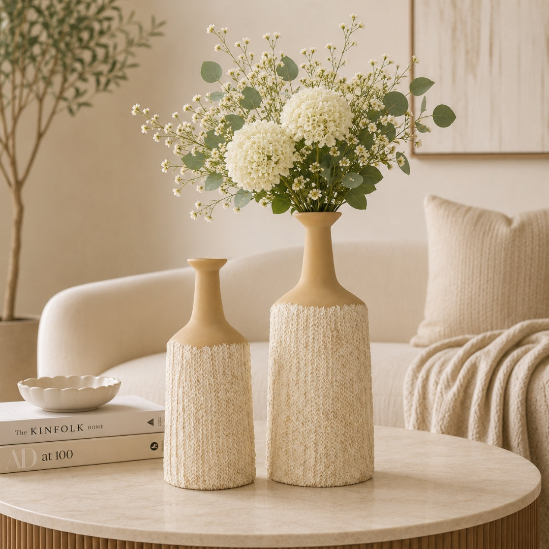 Handwoven Textured Decorative Polyresin Vase
