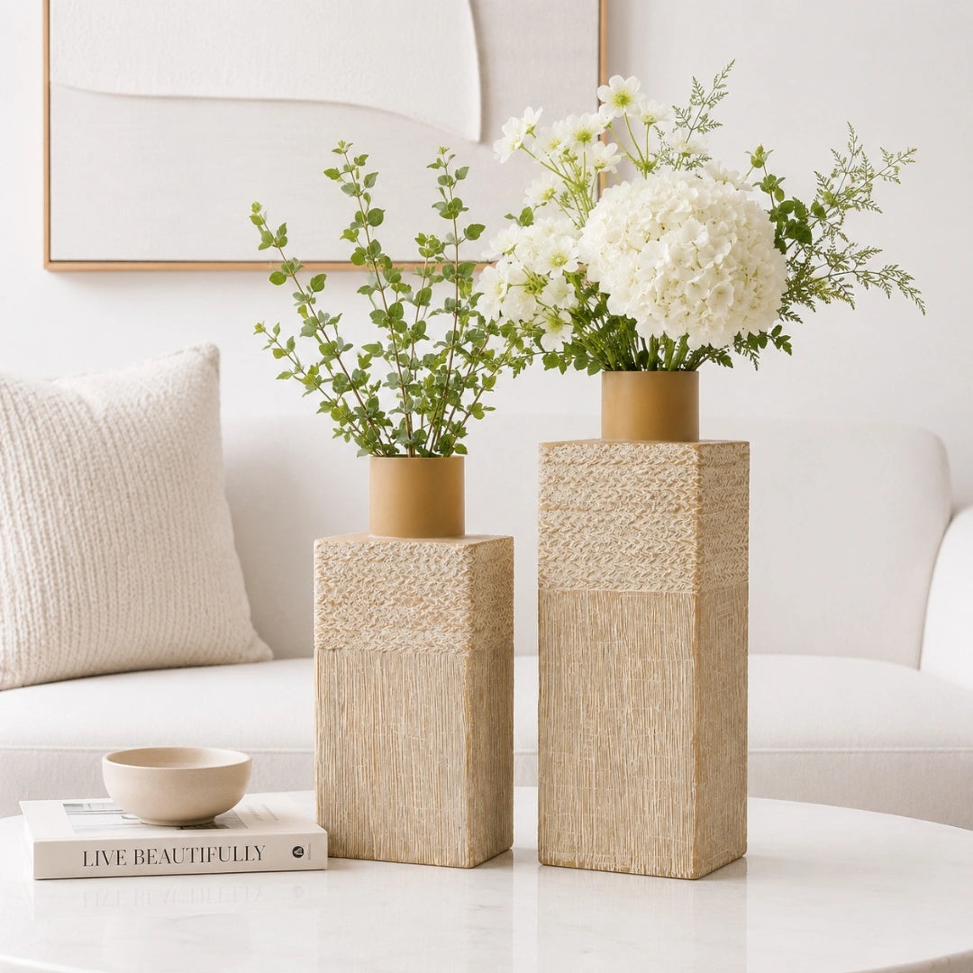 Modern Beige Tabletop Flower Vase
