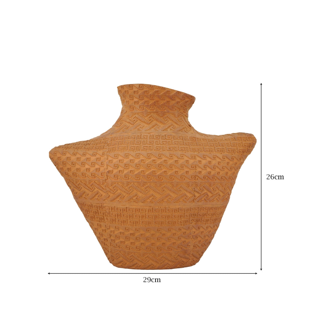 Terracotta Sculptural Textured Flower Vase