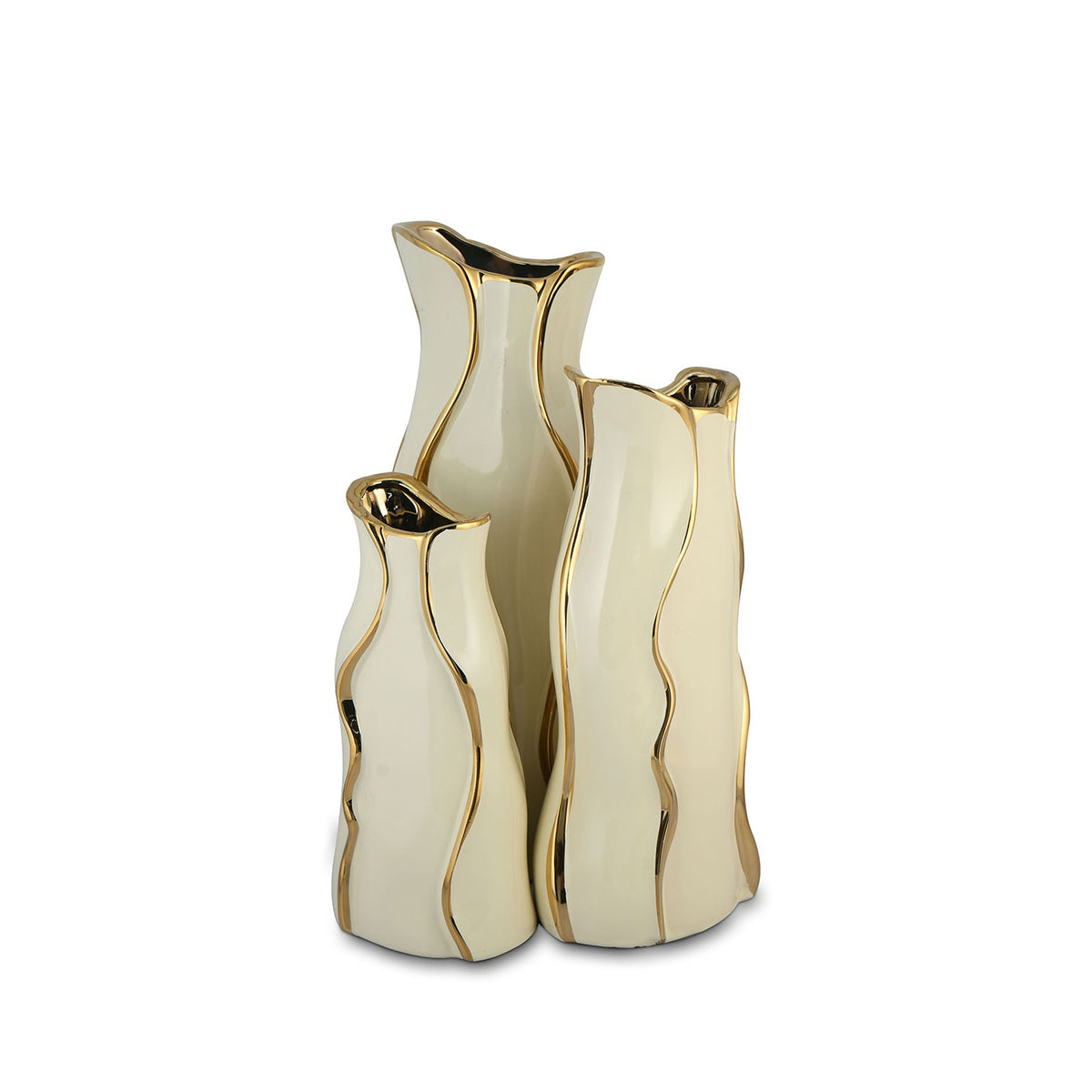 Serpentine Wave Sculptural Ceramic Vase