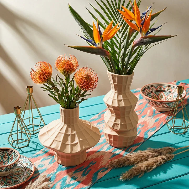 Geometric Faceted Vase Set