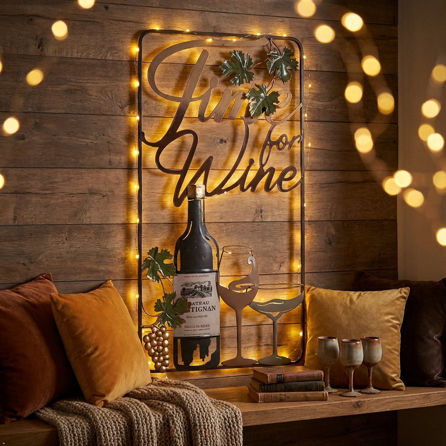 "Time for Wine" Metal Wall Art Décor