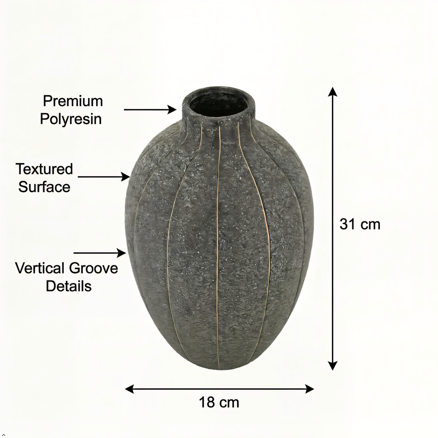 Ceramic Vase with Vertical groove