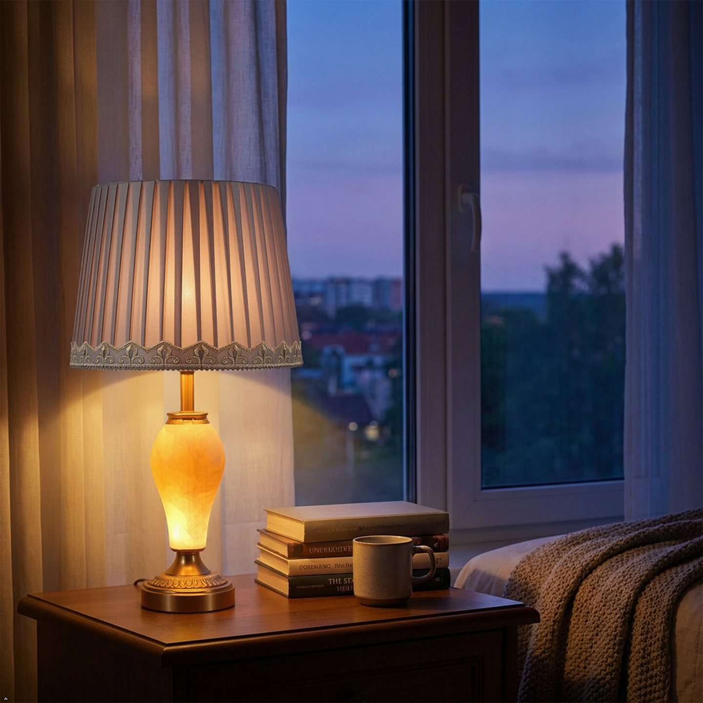 Neoclassical Table Lamp with Marble Base