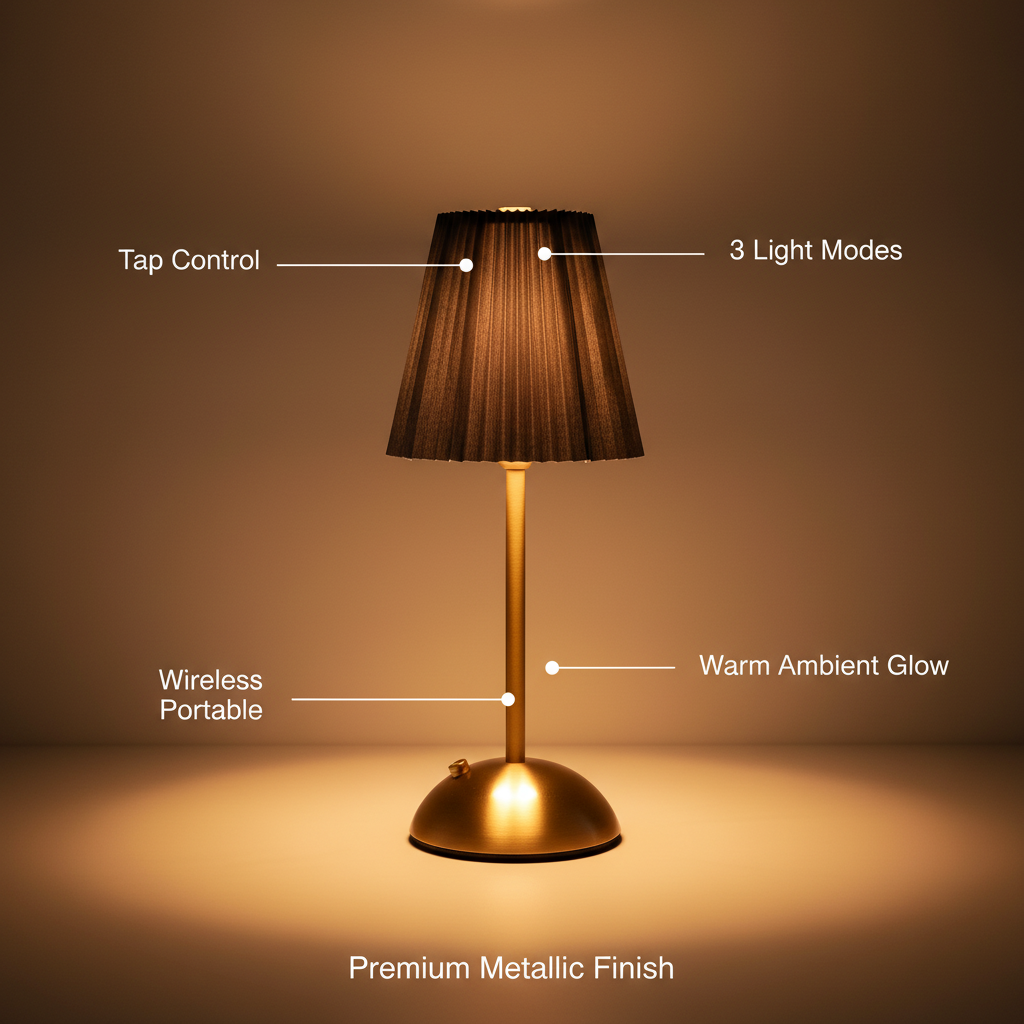 LuxeGlow Tap Lamp – Matte Black Edition