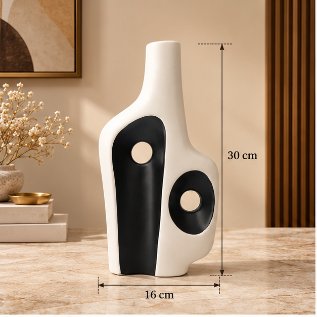 Black & White Ceramic Decorative Vase Set of 3