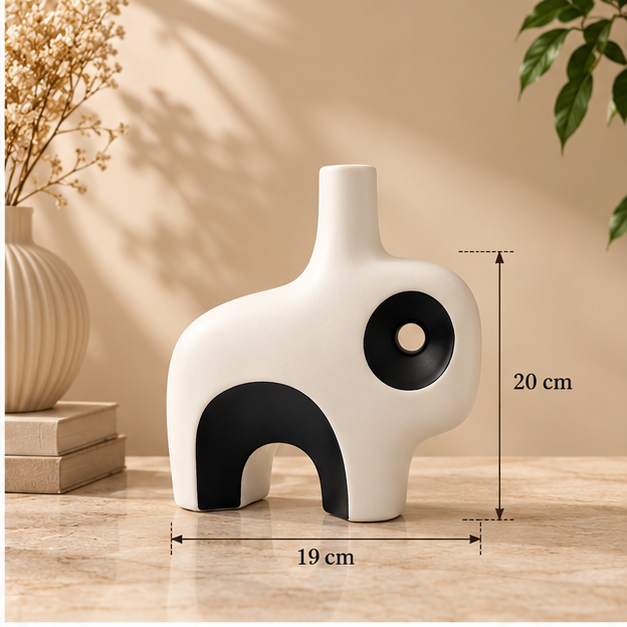 Black & White Ceramic Decorative Vase Set of 3