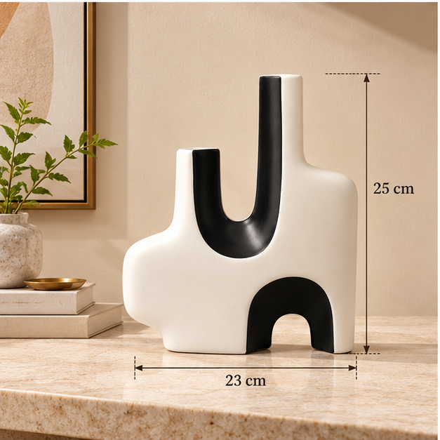 Black & White Ceramic Decorative Vase Set of 3