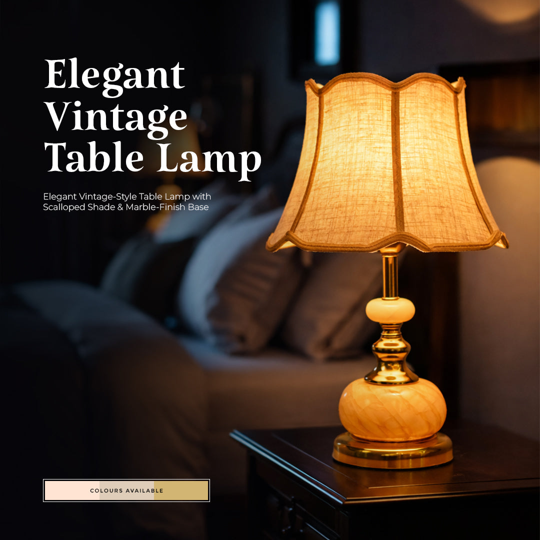 Elegant Vintage Table Lamp with Marble Base