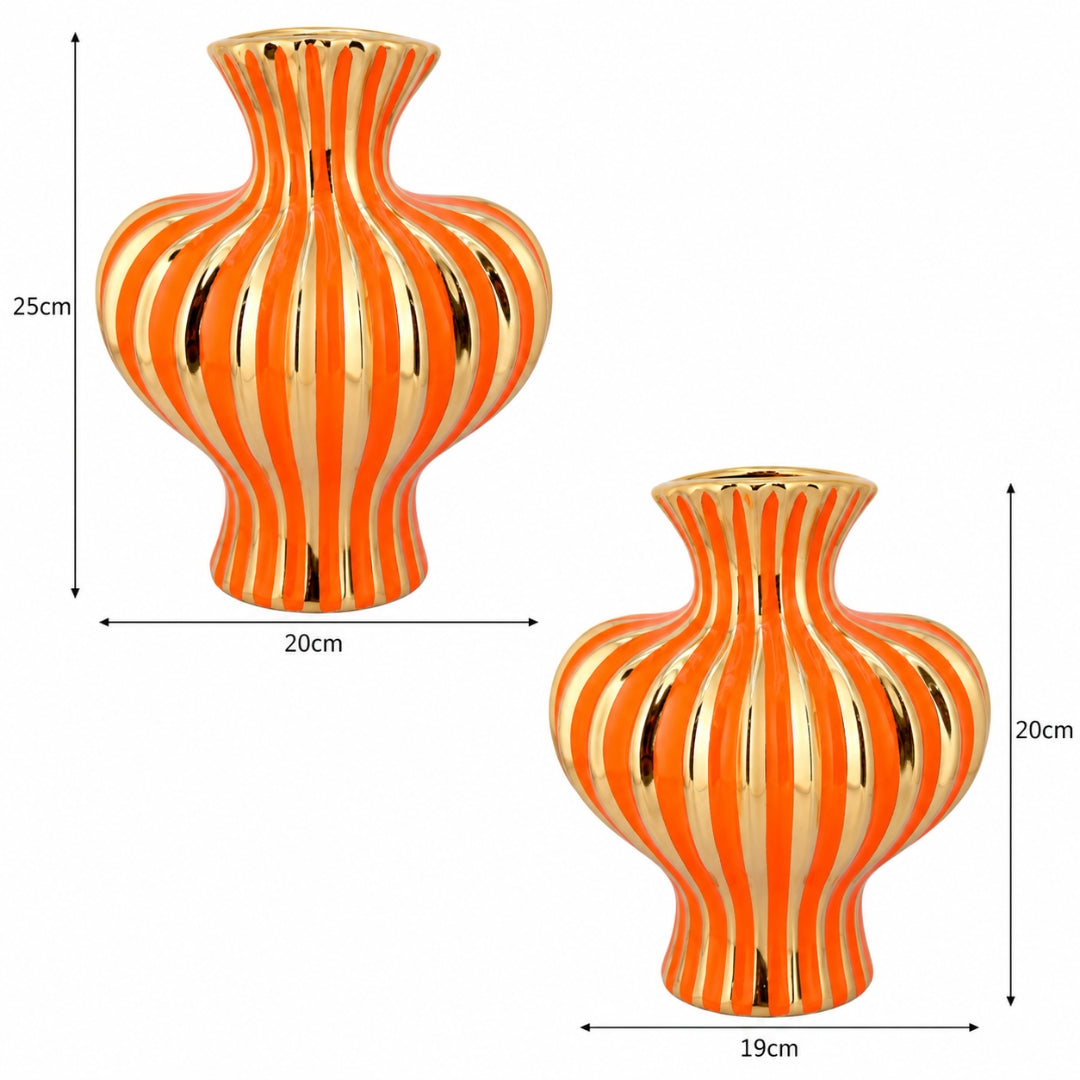 Elare Striped Ceramic Decorative Vase Set