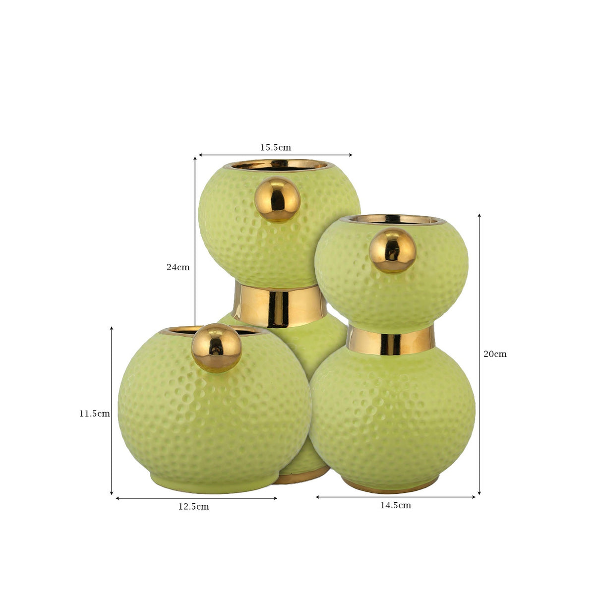 Textured Green & Gold Ceramic Flower Vase
