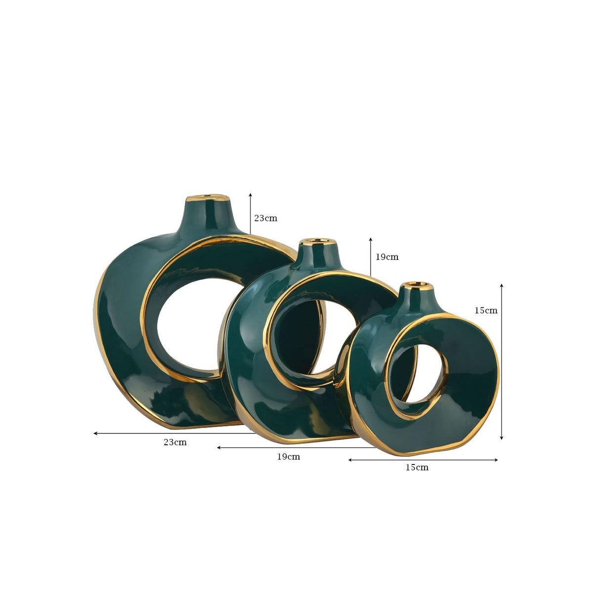 Emerald Halo Green & Gold Ceramic Flower Vase