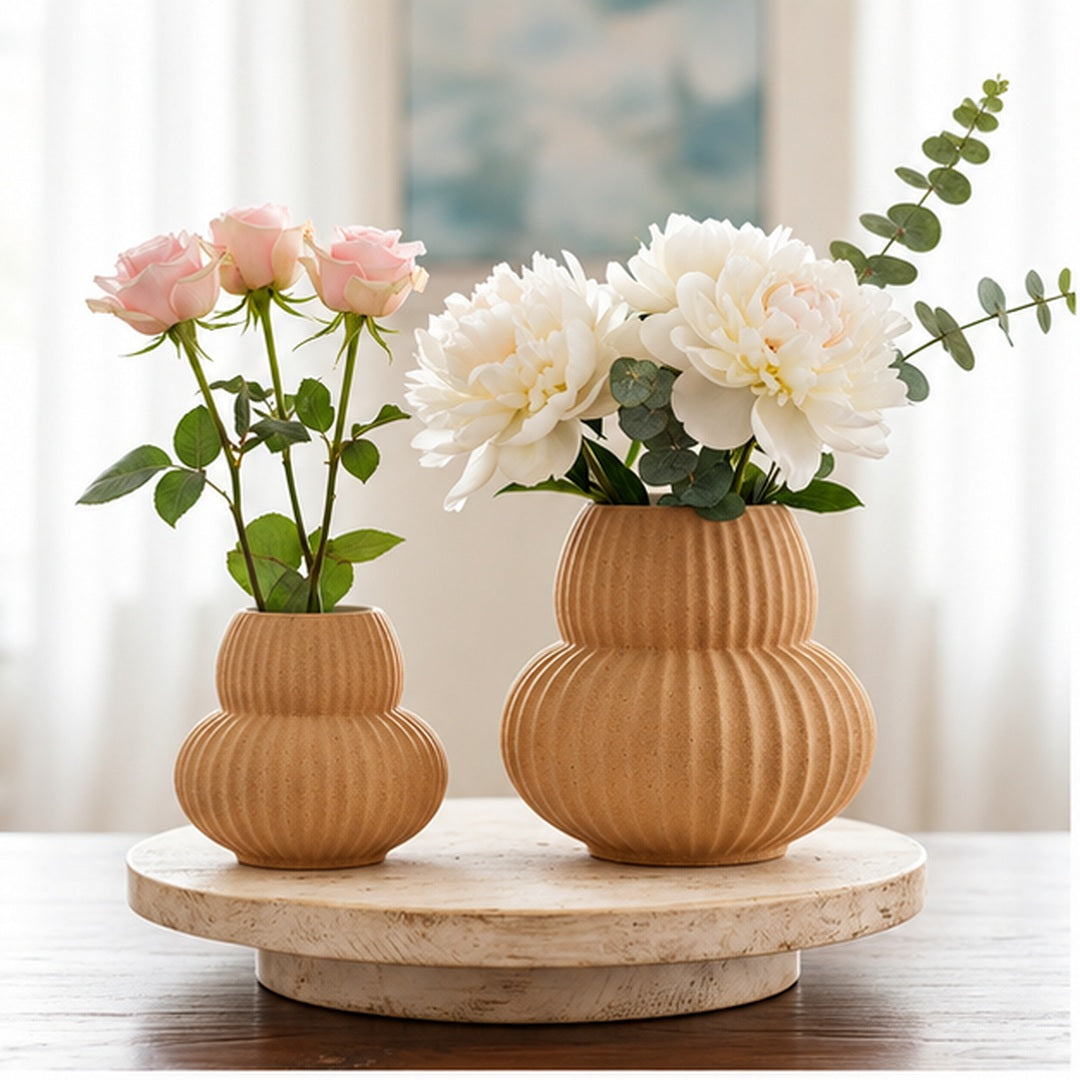 Flower Vase Set – Modern Ribbed Design